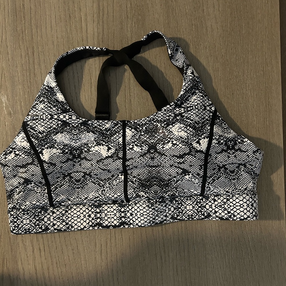 ZYIA Black and White Snakeskin Bikini Top